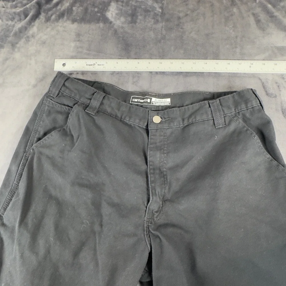 Carhartt Relaxed Fit Work Pants Mens 38x32 Black Rugged Flex Canvas 102291